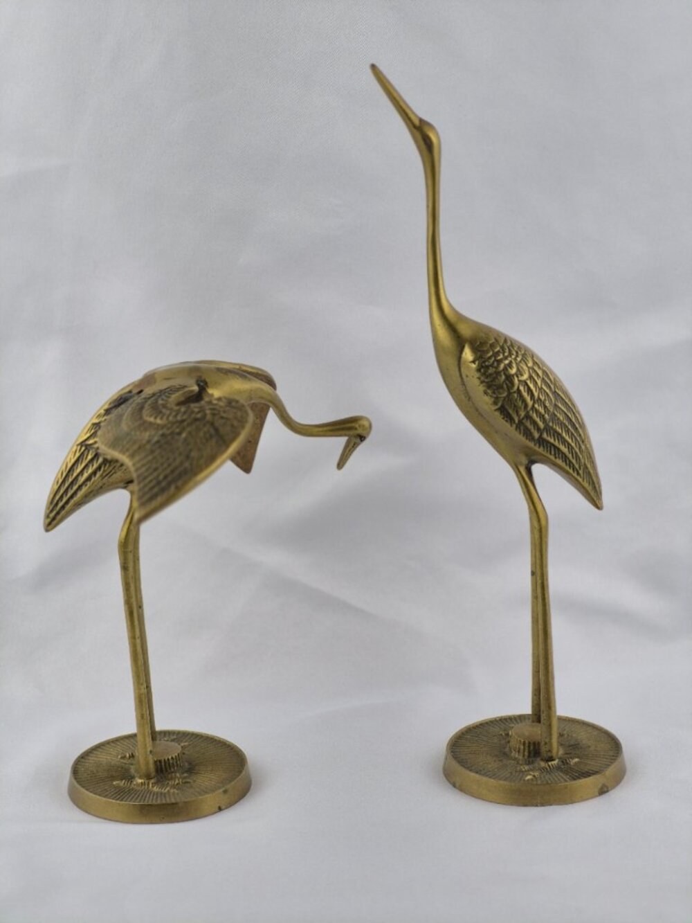 Vintage Leonard Silver Mfg Co. Solid Brass Crane Heron Figurines Korea Set of 2 - Picture 2 of 16